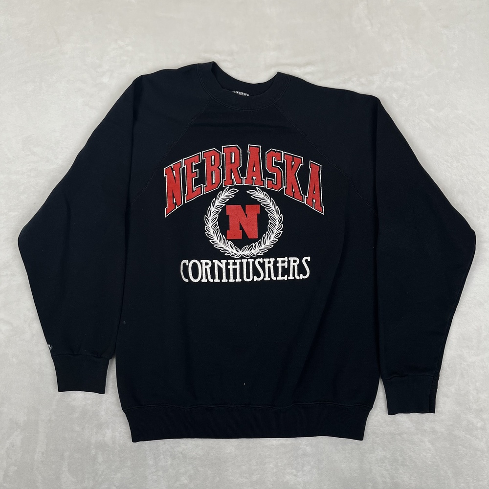 Vintage Nebraska Cornhuskers Raglan Sweatshirt Mens XL Black NCAA Tultex USA